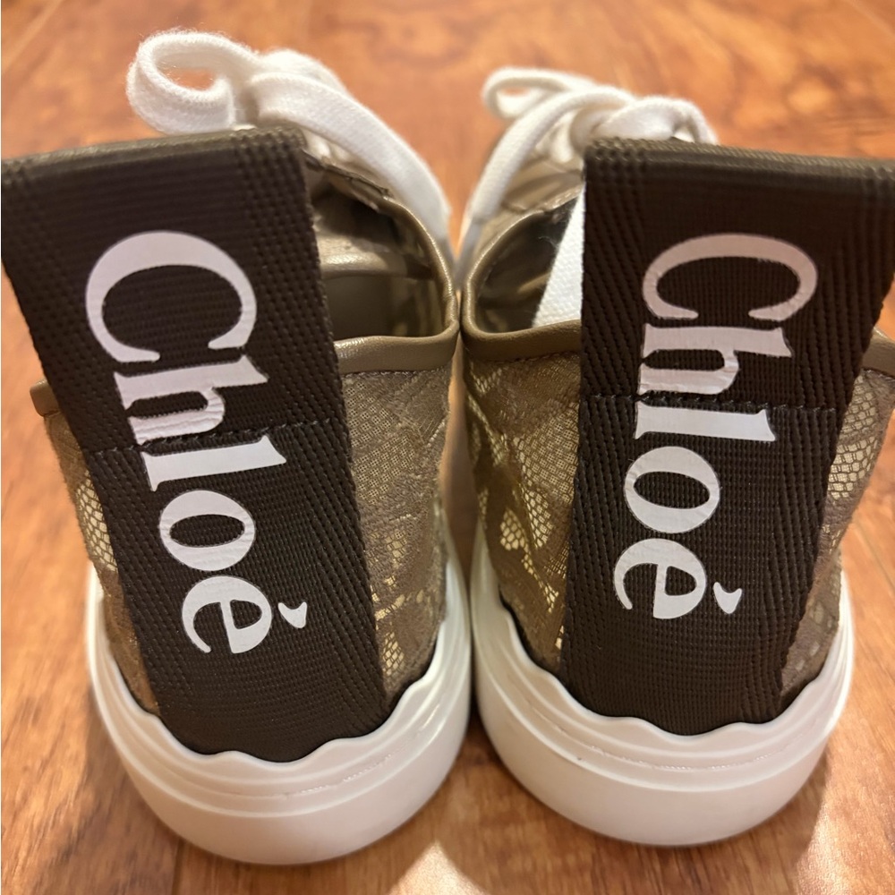 CHLOE | LAUREN lace scallop Sneakers in Dark Greige | SIZE 39 - Picture 3 of 14